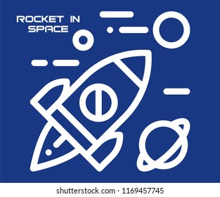 ROCKET IN SPACE SYMBOL VECTOR ICON