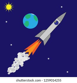 Rocket in space vector graphics