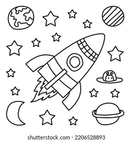 Rocket in space vector illustration