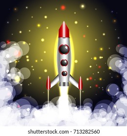Rocket in space. Vector illustration.