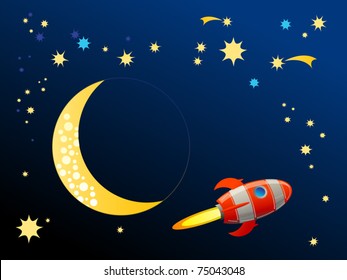 Rocket in space, vector illustration
