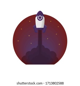Rocket Space Vector Illustration Flat Style