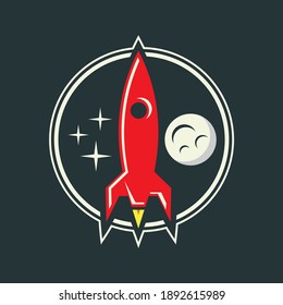 rocket in space vector illustration template