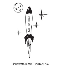 rocket in space vector sketch