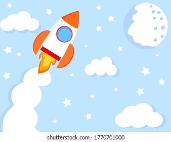 Cohetes en el espacio.Concepto de inicio de negocio.
Vector de oficina, empresa, logotipo, plantilla o diseño de sitio web.