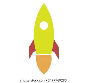 rocket spacecraft cute flat simple design vector