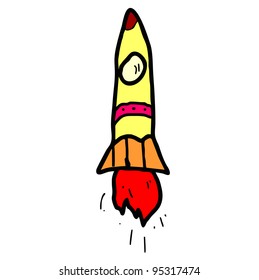 rocket spacecraft flies into space cartoon