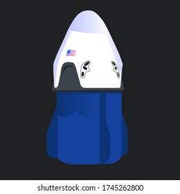 cápsula de nave espacial separada por cohete. ilustración vectorial aislada