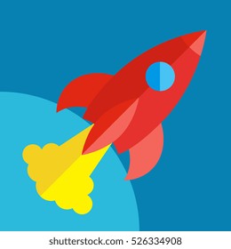 Rocket Or Spaceship Flat Icon Isolated. Startup Vector Symbol