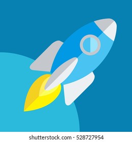 Rocket Or Spaceship Flat Icon Isolated. Startup Vector Symbol
