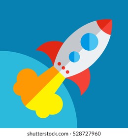 Rocket Or Spaceship Flat Icon Isolated. Startup Vector Symbol