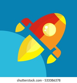 Rocket Or Spaceship Flat Icon Isolated. Startup Vector Symbol