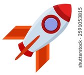 Rocket spaceship flat vector illustration.