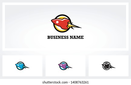 Rocket Spaceship Flying Blast Logo