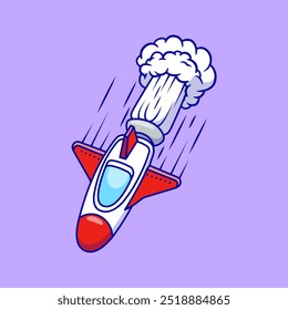 Rocket Spaceship Flying Fast Cartoon Vetor Illustrations (em inglês) . Estilo Flat Cartoon.