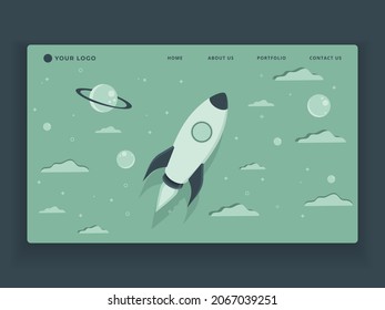 Rocket spaceship flying in space among other planets vector illustration. Can be used for launch, startup, science, education and exploration themes
