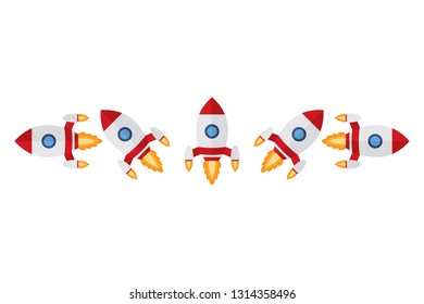 Rocket. Spaceship icon in flat design. Vector illustration.