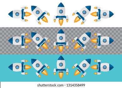 Rocket. Spaceship icon in flat design. Vector illustration.