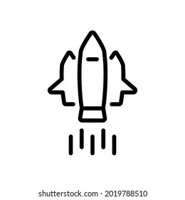 Rocket, spaceship icon, Line Vector graphics