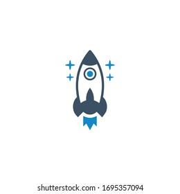 Rocket, spaceship icon (vector illustration)