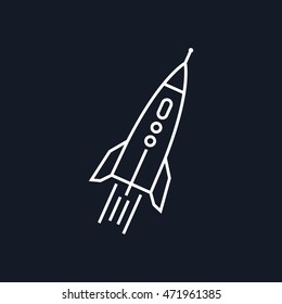 Rocket, Spaceship Isolated on Black Background, Vector Illustration