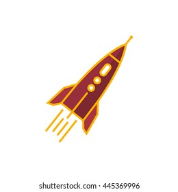 Rocket, Spaceship Isolated on White Background, Vector Illustration 