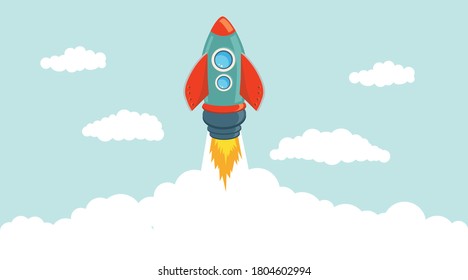 Rocket spaceship, isolated vector illustration. 