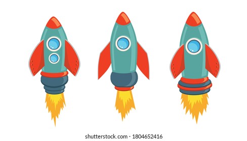 Rocket spaceship, isolated vector illustration. 