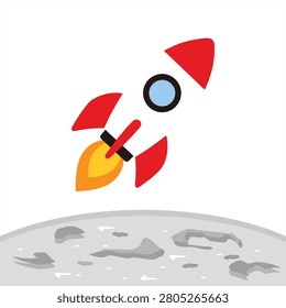 Rocket spaceship landed on moon success