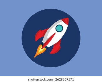 Rocket spaceship launch start up flying space icon vector illustration design flat design