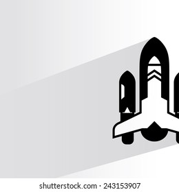 rocket, spaceship on white background, flat and shadow