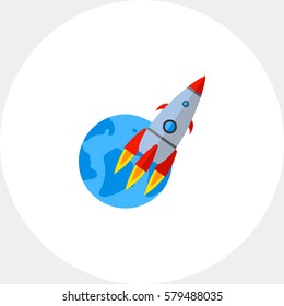 Rocket spaceship in outer space