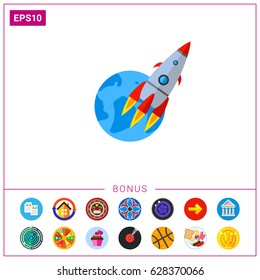 Rocket spaceship in outer space