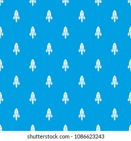 Rocket spaceship pattern vector seamless blue repeat for any use