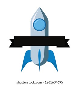 rocket spaceship ribbon white background