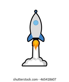 Rocket spaceship science technology icon. Isolated and flat illustration. Vector graphic