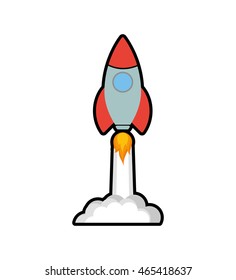 Rocket spaceship science technology icon. Isolated and flat illustration. Vector graphic