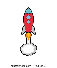 Rocket spaceship science technology icon. Isolated and flat illustration. Vector graphic