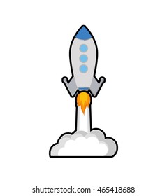 Rocket spaceship science technology icon. Isolated and flat illustration. Vector graphic
