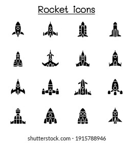 Rocket, spaceship, spacecraft icon set vector illustration graphic design