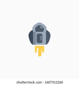 Rocket, spaceship, start up, launch, Game Flat Icon. Sign and symbol for website and Mobile application. Vector illustration.