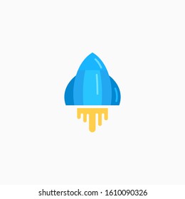 Rocket, spaceship, start up, launch, Game Flat Icon. Sign and symbol for website and Mobile application. Vector illustration.