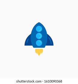 Rocket, spaceship, start up, launch, Game Flat Icon. Sign and symbol for website and Mobile application. Vector illustration.