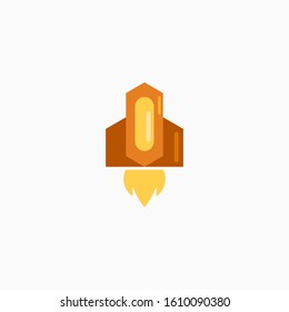 Rocket, spaceship, start up, launch, Game Flat Icon. Sign and symbol for website and Mobile application. Vector illustration.