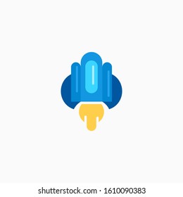 Rocket, spaceship, start up, launch, Game Flat Icon. Sign and symbol for website and Mobile application. Vector illustration.