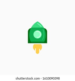 Rocket, spaceship, start up, launch, Game Flat Icon. Sign and symbol for website and Mobile application. Vector illustration.