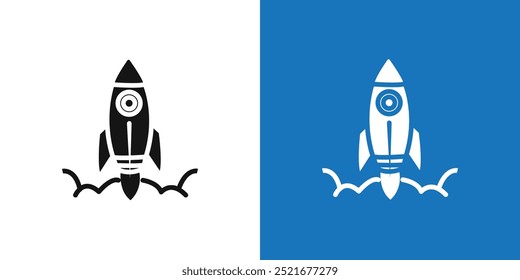 Rocket Spaceship Startup icon Flat vector set outline