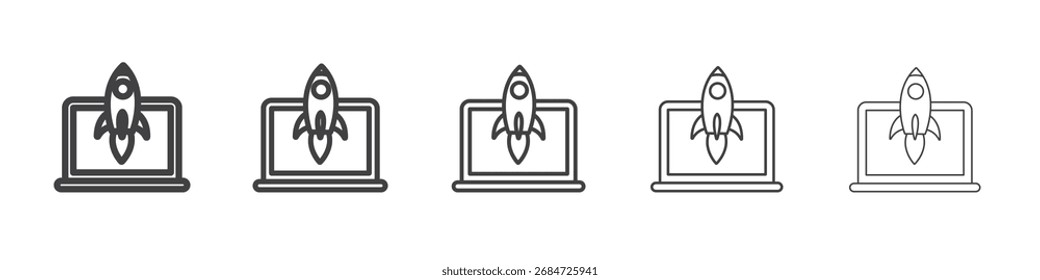 Rocket Spaceship Startup icon Line graphics illustration symbol