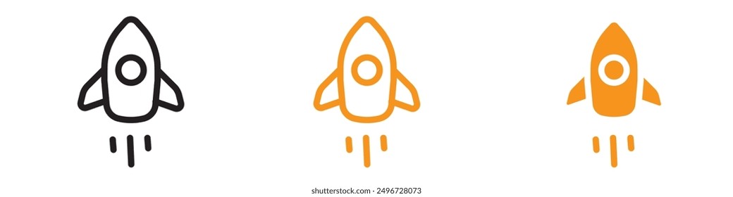 Rocket Spaceship Startup Icon Set Space Exploration Illustrations for Technology and Innovation