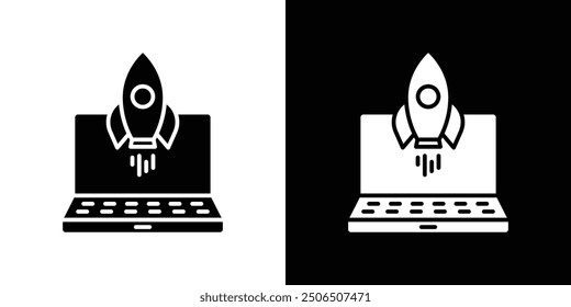 Rocket Spaceship Icono de inicio Conjunto de ilustración de línea delgada